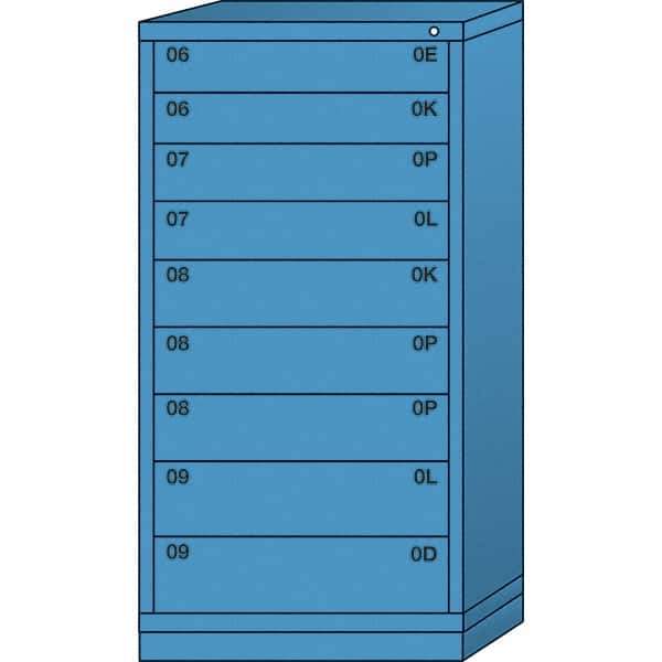 Lyon - 9 Drawer, Standard Eye-Level - Multiple Drawer Access Cabinet - Steel, 30" Wide x 28-1/4" Deep x 59-1/4" High, Wedgewood Blue - USA Tool & Supply
