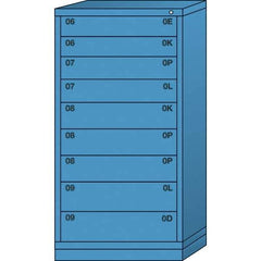 Lyon - 9 Drawer, Standard Eye-Level - Multiple Drawer Access Cabinet - Steel, 30" Wide x 28-1/4" Deep x 59-1/4" High, Wedgewood Blue - USA Tool & Supply
