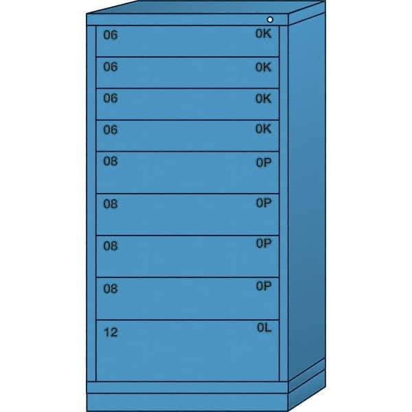 Lyon - 9 Drawer, Standard Eye-Level - Single Drawer Access Cabinet - Steel, 30" Wide x 28-1/4" Deep x 59-1/4" High, Wedgewood Blue - USA Tool & Supply