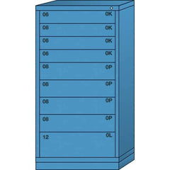 Lyon - 9 Drawer, Standard Eye-Level - Single Drawer Access Cabinet - Steel, 30" Wide x 28-1/4" Deep x 59-1/4" High, Wedgewood Blue - USA Tool & Supply