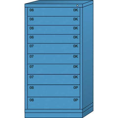 Lyon - 10 Drawer, Standard Eye-Level - Single Drawer Access Cabinet - Steel, 30" Wide x 28-1/4" Deep x 59-1/4" High, Wedgewood Blue - USA Tool & Supply