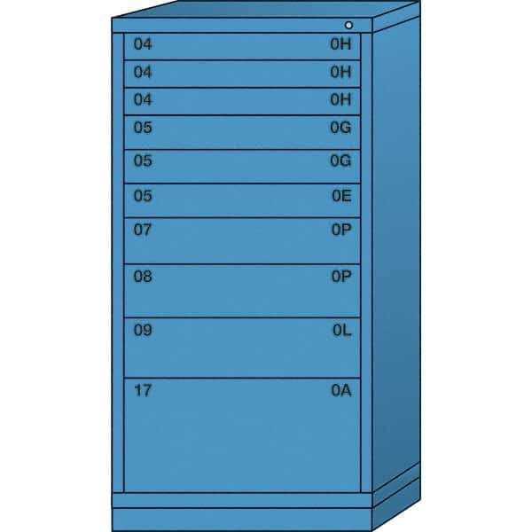 Lyon - 10 Drawer, Standard Eye-Level - Single Drawer Access Cabinet - Steel, 30" Wide x 28-1/4" Deep x 59-1/4" High, Wedgewood Blue - USA Tool & Supply