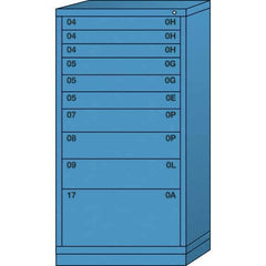 Lyon - 10 Drawer, Standard Eye-Level - Multiple Drawer Access Cabinet - Steel, 30" Wide x 28-1/4" Deep x 59-1/4" High, Wedgewood Blue - USA Tool & Supply