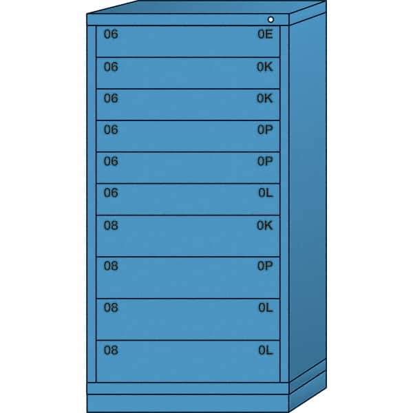 Lyon - 10 Drawer, Standard Eye-Level - Single Drawer Access Cabinet - Steel, 30" Wide x 28-1/4" Deep x 59-1/4" High, Wedgewood Blue - USA Tool & Supply