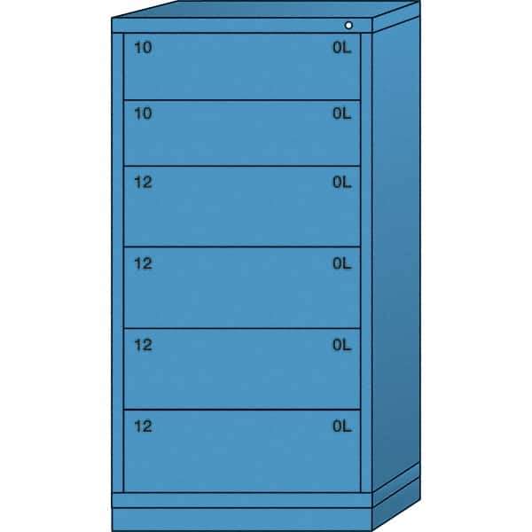Lyon - 6 Drawer, Standard Eye-Level - Single Drawer Access Cabinet - Steel, 30" Wide x 28-1/4" Deep x 59-1/4" High, Wedgewood Blue - USA Tool & Supply