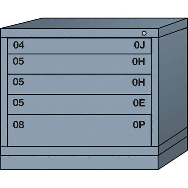Lyon - 5 Drawer, Standard Desk Height - Single Drawer Access Cabinet - Steel, 30" Wide x 28-1/4" Deep x 26-7/8" High, Dove Gray - USA Tool & Supply