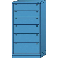 Lyon - 6 Drawer, Standard Eye-Level - Multiple Drawer Access Cabinet - Steel, 30" Wide x 28-1/4" Deep x 59-1/4" High, Wedgewood Blue - USA Tool & Supply