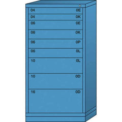 Lyon - 9 Drawer, Standard Eye-Level - Multiple Drawer Access Cabinet - Steel, 30" Wide x 28-1/4" Deep x 59-1/4" High, Wedgewood Blue - USA Tool & Supply