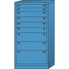 Lyon - 9 Drawer, Standard Eye-Level - Single Drawer Access Cabinet - Steel, 30" Wide x 28-1/4" Deep x 59-1/4" High, Wedgewood Blue - USA Tool & Supply