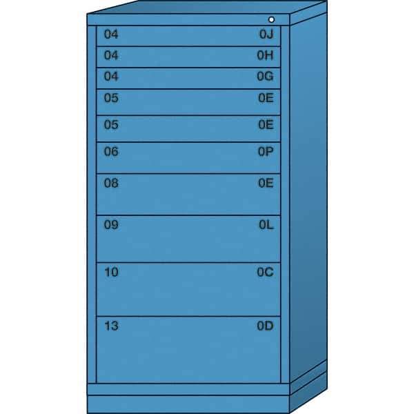 Lyon - 10 Drawer, Standard Eye-Level - Multiple Drawer Access Cabinet - Steel, 30" Wide x 28-1/4" Deep x 59-1/4" High, Wedgewood Blue - USA Tool & Supply