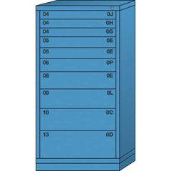 Lyon - 10 Drawer, Standard Eye-Level - Multiple Drawer Access Cabinet - Steel, 30" Wide x 28-1/4" Deep x 59-1/4" High, Wedgewood Blue - USA Tool & Supply