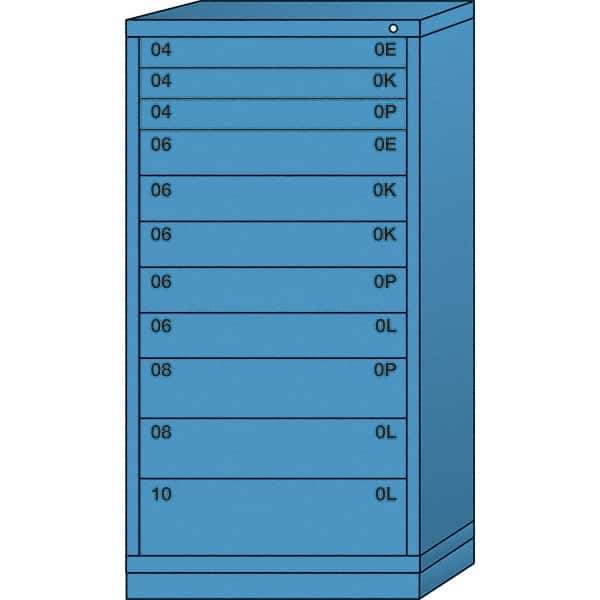 Lyon - 11 Drawer, Standard Eye-Level - Multiple Drawer Access Cabinet - Steel, 30" Wide x 28-1/4" Deep x 59-1/4" High, Wedgewood Blue - USA Tool & Supply