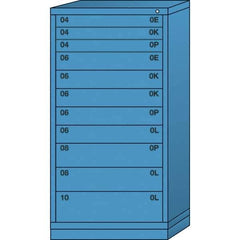 Lyon - 11 Drawer, Standard Eye-Level - Multiple Drawer Access Cabinet - Steel, 30" Wide x 28-1/4" Deep x 59-1/4" High, Wedgewood Blue - USA Tool & Supply