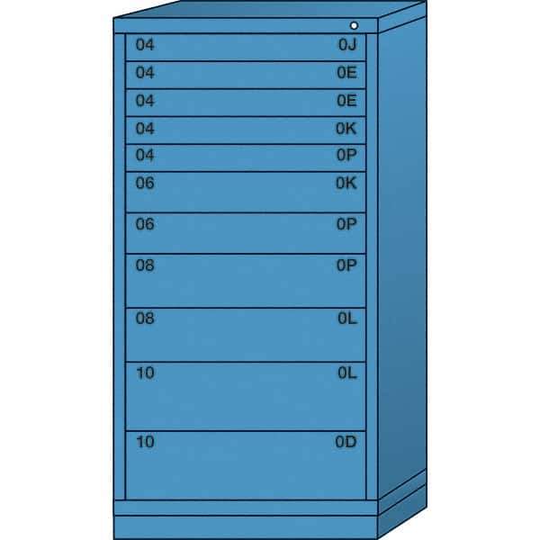 Lyon - 11 Drawer, Standard Eye-Level - Multiple Drawer Access Cabinet - Steel, 30" Wide x 28-1/4" Deep x 59-1/4" High, Wedgewood Blue - USA Tool & Supply