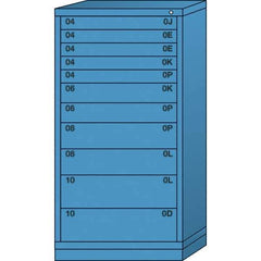 Lyon - 11 Drawer, Standard Eye-Level - Multiple Drawer Access Cabinet - Steel, 30" Wide x 28-1/4" Deep x 59-1/4" High, Wedgewood Blue - USA Tool & Supply