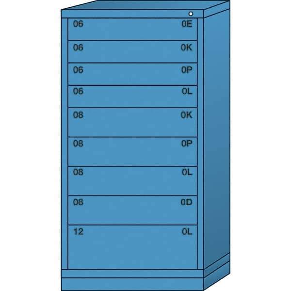 Lyon - 9 Drawer, Standard Eye-Level - Multiple Drawer Access Cabinet - Steel, 30" Wide x 28-1/4" Deep x 59-1/4" High, Wedgewood Blue - USA Tool & Supply