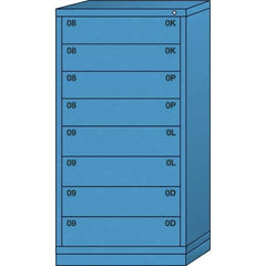 Lyon - 8 Drawer, Standard Eye-Level - Multiple Drawer Access Cabinet - Steel, 30" Wide x 28-1/4" Deep x 59-1/4" High, Wedgewood Blue - USA Tool & Supply