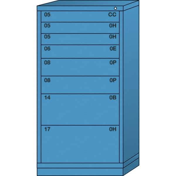 Lyon - 8 Drawer, Standard Eye-Level - Multiple Drawer Access Cabinet - Steel, 30" Wide x 28-1/4" Deep x 59-1/4" High, Wedgewood Blue - USA Tool & Supply