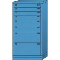 Lyon - 8 Drawer, Standard Eye-Level - Multiple Drawer Access Cabinet - Steel, 30" Wide x 28-1/4" Deep x 59-1/4" High, Wedgewood Blue - USA Tool & Supply