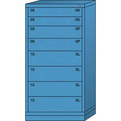 Lyon - 8 Drawer, Standard Eye-Level - Multiple Drawer Access Cabinet - Steel, 30" Wide x 28-1/4" Deep x 59-1/4" High, Wedgewood Blue - USA Tool & Supply