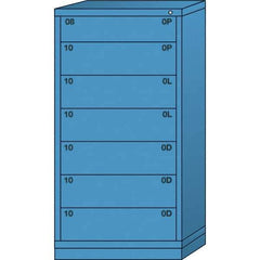 Lyon - 7 Drawer, Standard Eye-Level - Single Drawer Access Cabinet - Steel, 30" Wide x 28-1/4" Deep x 59-1/4" High, Wedgewood Blue - USA Tool & Supply