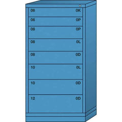 Lyon - 8 Drawer, Standard Eye-Level - Multiple Drawer Access Cabinet - Steel, 30" Wide x 28-1/4" Deep x 59-1/4" High, Wedgewood Blue - USA Tool & Supply
