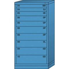 Lyon - 10 Drawer, Standard Eye-Level - Single Drawer Access Cabinet - Steel, 30" Wide x 28-1/4" Deep x 59-1/4" High, Wedgewood Blue - USA Tool & Supply