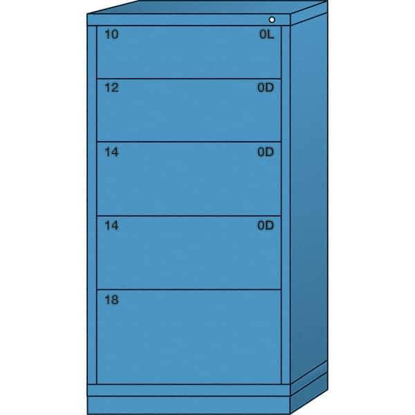Lyon - 5 Drawer, Standard Eye-Level - Single Drawer Access Cabinet - Steel, 30" Wide x 28-1/4" Deep x 59-1/4" High, Wedgewood Blue - USA Tool & Supply