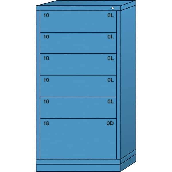 Lyon - 6 Drawer, Standard Eye-Level - Single Drawer Access Cabinet - Steel, 30" Wide x 28-1/4" Deep x 59-1/4" High, Wedgewood Blue - USA Tool & Supply