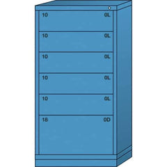 Lyon - 6 Drawer, Standard Eye-Level - Single Drawer Access Cabinet - Steel, 30" Wide x 28-1/4" Deep x 59-1/4" High, Wedgewood Blue - USA Tool & Supply