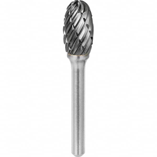 SGS Pro - 1/2" Cut Diam, 1/4" Shank Diam, Tungsten Carbide Steel Cut Oval Burr - USA Tool & Supply
