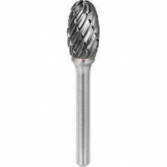 SGS Pro - 1/2" Cut Diam, 1/4" Shank Diam, Tungsten Carbide Steel Cut Oval Burr - USA Tool & Supply