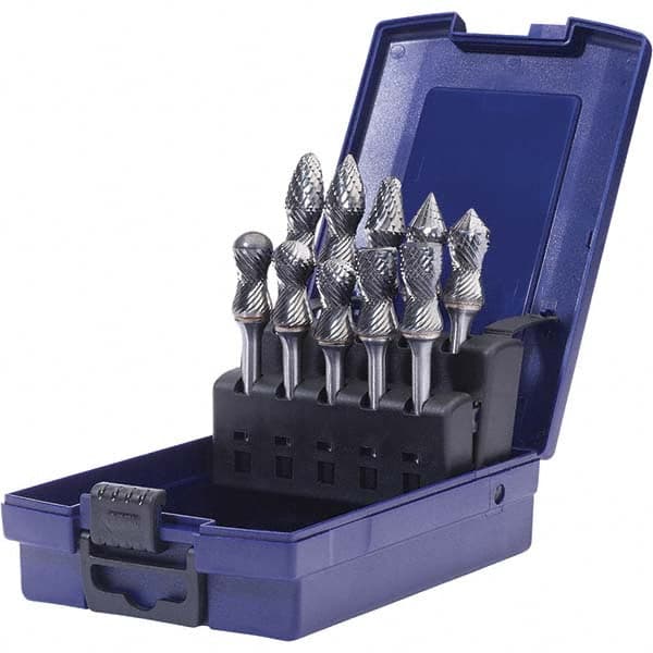 SGS Pro - Burr Sets Head Shape: Radius/Cylinder w/Endcut; Radius/Ball Nose Cylinder; Radius/Ball Nose Tree; Radius/90 Cone; Pointed Tree; Cylinder; Ball Nose Cone Tooth Style: Double Cut - USA Tool & Supply