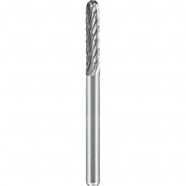 SGS Pro - 1/8" Cut Diam, 1/8" Shank Diam, Tungsten Carbide Double Cut Ball Nose Cylinder Burr - USA Tool & Supply