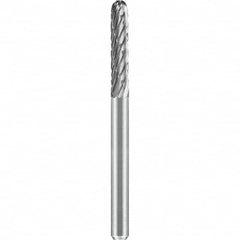 SGS Pro - 1/8" Cut Diam, 1/8" Shank Diam, Tungsten Carbide Double Cut Ball Nose Cylinder Burr - USA Tool & Supply