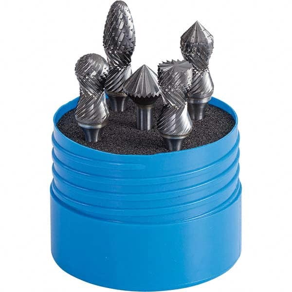 SGS Pro - Burr Sets Head Shape: Radius/Cylinder w/Endcut; Radius/Ball Nose Cylinder; Radius/Ball Nose Tree; Combi/90 Cone Tooth Style: Double Cut - USA Tool & Supply