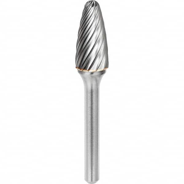 SGS Pro - 1/2" Cut Diam, 1/4" Shank Diam, Tungsten Carbide Inox Cut Ball Nose Tree Burr - USA Tool & Supply