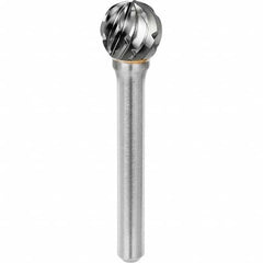 SGS Pro - 5/16" Cut Diam, 1/4" Shank Diam, Tungsten Carbide Steel Cut Ball Burr - USA Tool & Supply