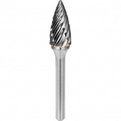 SGS Pro - 5/16" Cut Diam, 1/4" Shank Diam, Tungsten Carbide Steel Cut Pointed Tree Burr - USA Tool & Supply