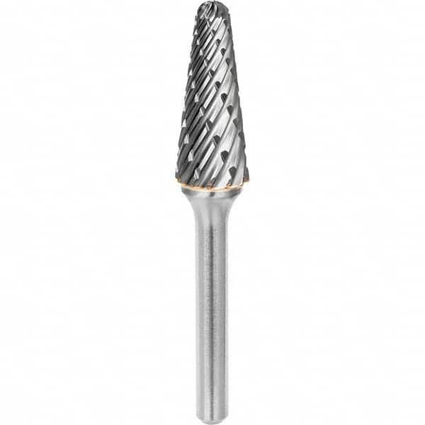 SGS Pro - 3/8" Cut Diam, 1/4" Shank Diam, Tungsten Carbide Steel Cut Ball Nose Cone Burr - USA Tool & Supply
