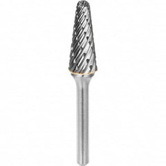 SGS Pro - 3/8" Cut Diam, 1/4" Shank Diam, Tungsten Carbide Steel Cut Ball Nose Cone Burr - USA Tool & Supply