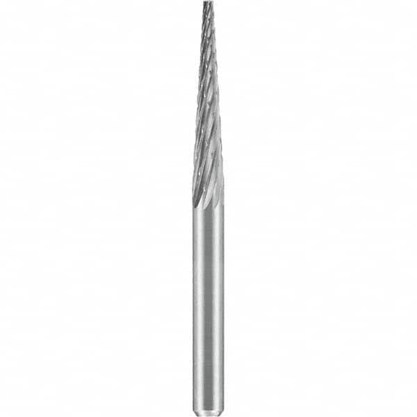SGS Pro - 1/8" Cut Diam, 1/8" Shank Diam, Tungsten Carbide Double Cut Cone Burr - USA Tool & Supply