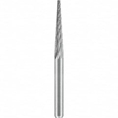 SGS Pro - 1/8" Cut Diam, 1/8" Shank Diam, Tungsten Carbide Double Cut Cone Burr - USA Tool & Supply