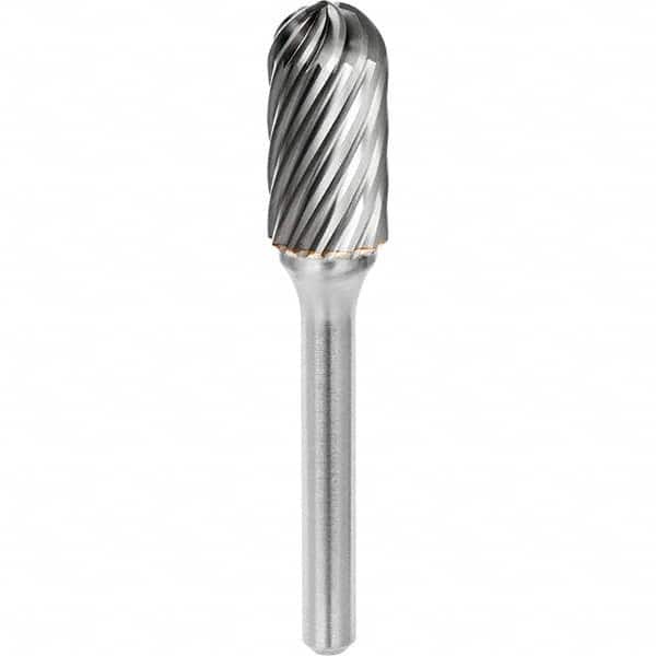 SGS Pro - 3/8" Cut Diam, 1/4" Shank Diam, Tungsten Carbide Inox Cut Ball Nose Cylinder Burr - USA Tool & Supply