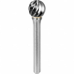 SGS Pro - 3/8" Cut Diam, 1/4" Shank Diam, Tungsten Carbide Inox Cut Ball Burr - USA Tool & Supply