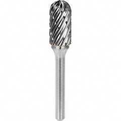 SGS Pro - 5/16" Cut Diam, 1/4" Shank Diam, Tungsten Carbide Steel Cut Ball Nose Cylinder Burr - USA Tool & Supply