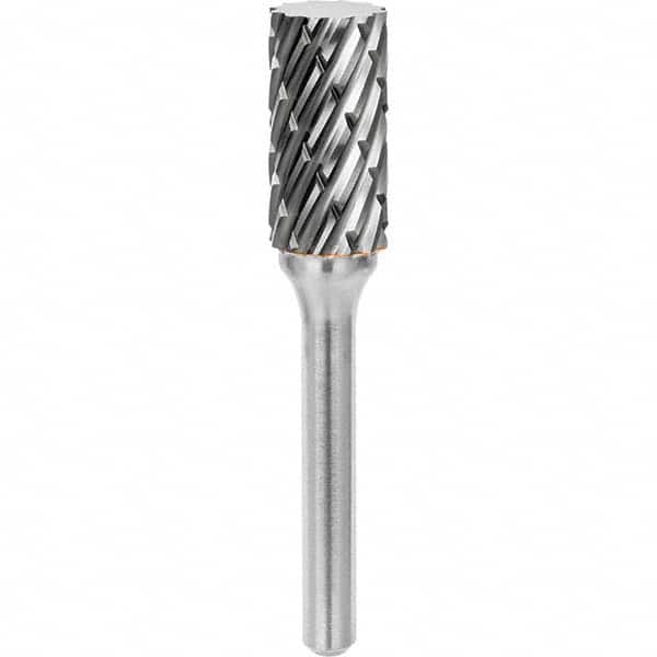 SGS Pro - 1/2" Cut Diam, 1/4" Shank Diam, Tungsten Carbide Steel Cut Cylinder Burr - USA Tool & Supply