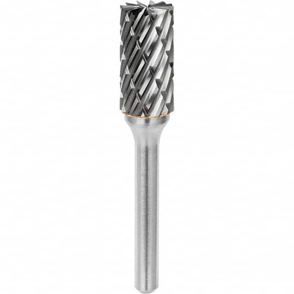 SGS Pro - 1/4" Cut Diam, 1/4" Shank Diam, Tungsten Carbide Steel Cut Cylinder Burr with End Cut - USA Tool & Supply