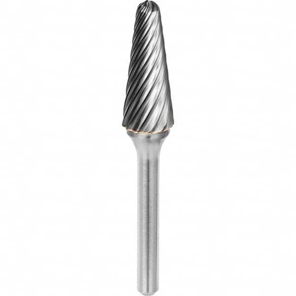 SGS Pro - 3/8" Cut Diam, 1/4" Shank Diam, Tungsten Carbide Inox Cut Ball Nose Cone Burr - USA Tool & Supply