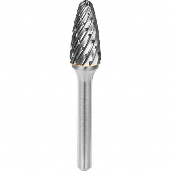 SGS Pro - 1/2" Cut Diam, 1/4" Shank Diam, Tungsten Carbide Steel Cut Ball Nose Tree Burr - USA Tool & Supply